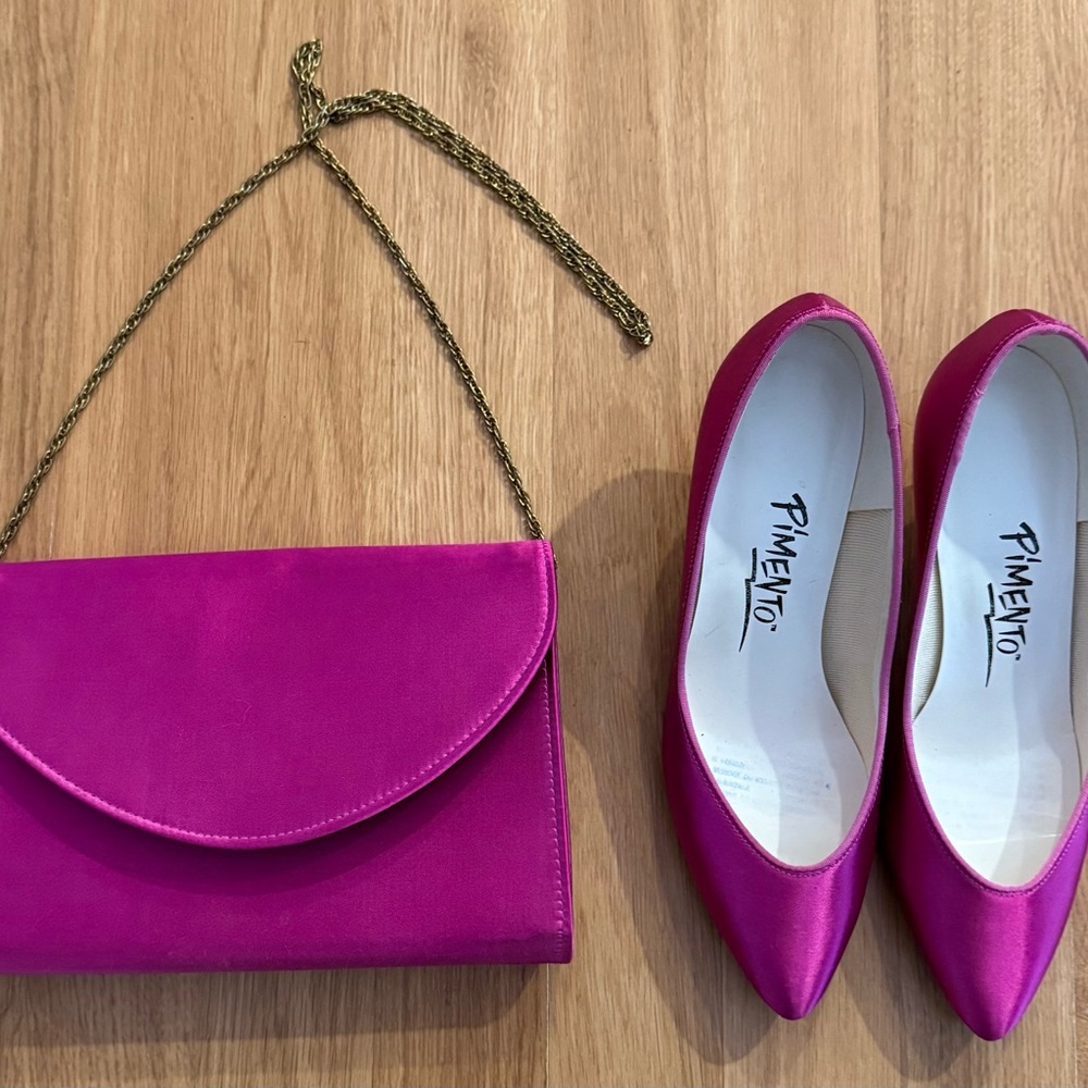Vintage Pimento Heels With Matching Vintage Purse